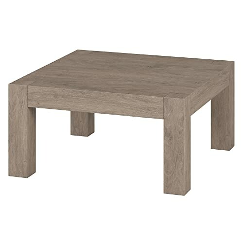 Simple wooden coffee table with square legs.