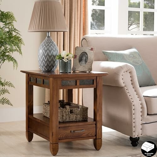 Leick Home 10907 Rustic Oak End Table