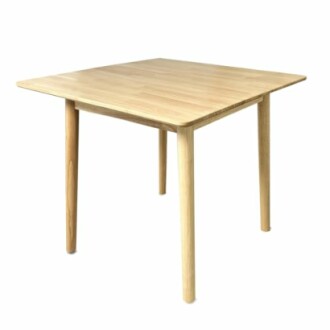 Wooden square table with four legs.